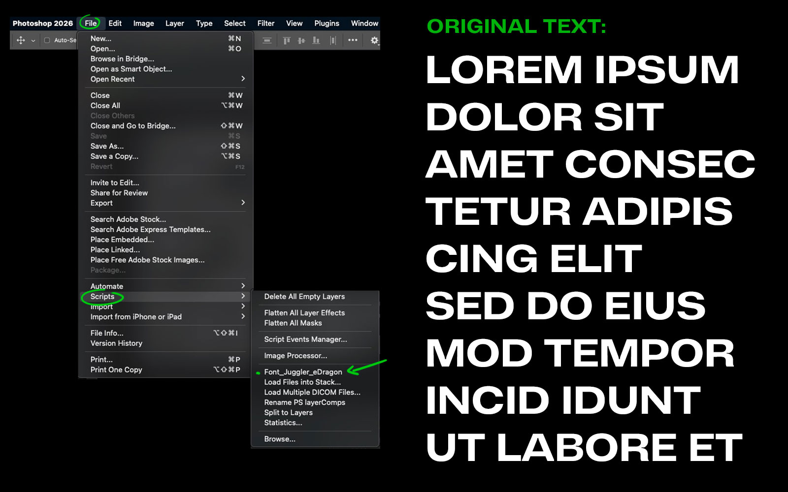 Font Juggler Photoshop plugin preview